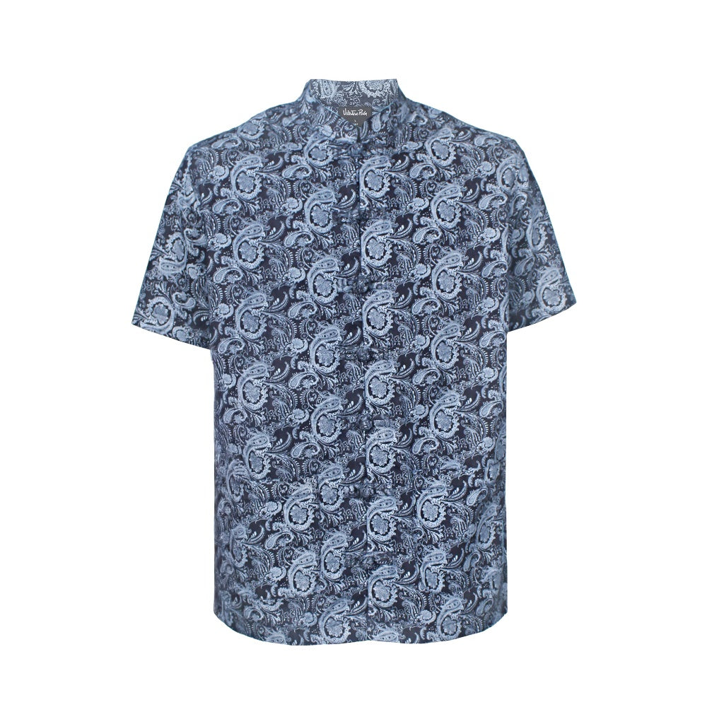 Men's Mandarin Denim Short Sleeve Shirt