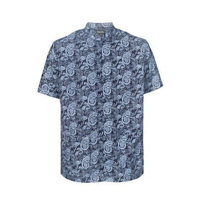 Men's Mandarin Denim Short Sleeve Shirt