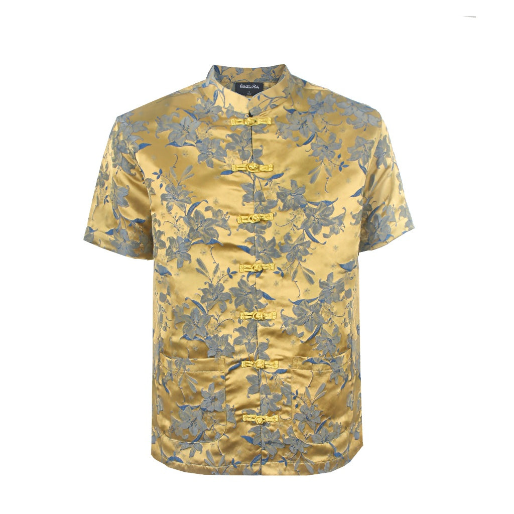 Men's Mandarin Collar Short Sleeve Shirt