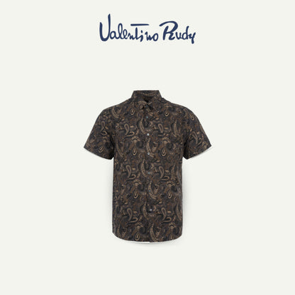 Men's Brown Batik Short Sleeve Shirt