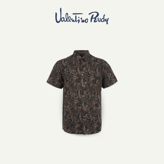 Men's Brown Batik Short Sleeve Shirt
