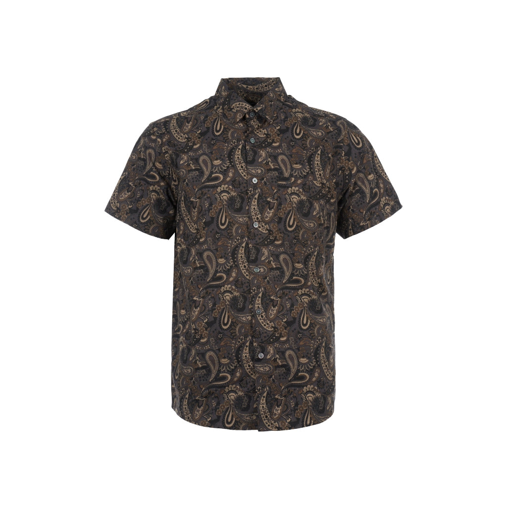 Men's Brown Batik Short Sleeve Shirt